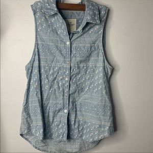 American Eagle Blue Womens Button Up Tank Top
